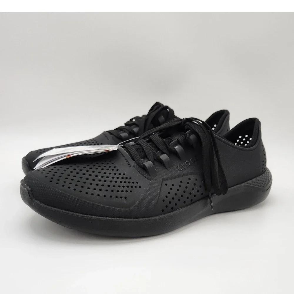 Crocs LiteRide Pacer Sneaker Mens 11 Black 204967-060 Athletic Lace Up